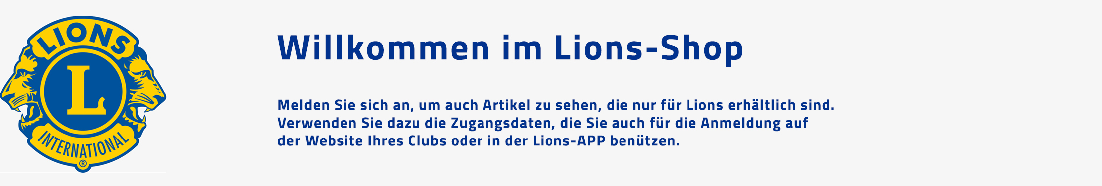 Willkommen im Lions-Shop Willkommen im Lions-Shop